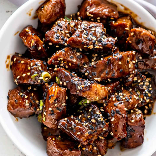 G.) Asian Steak Bites & Jasmin Rice